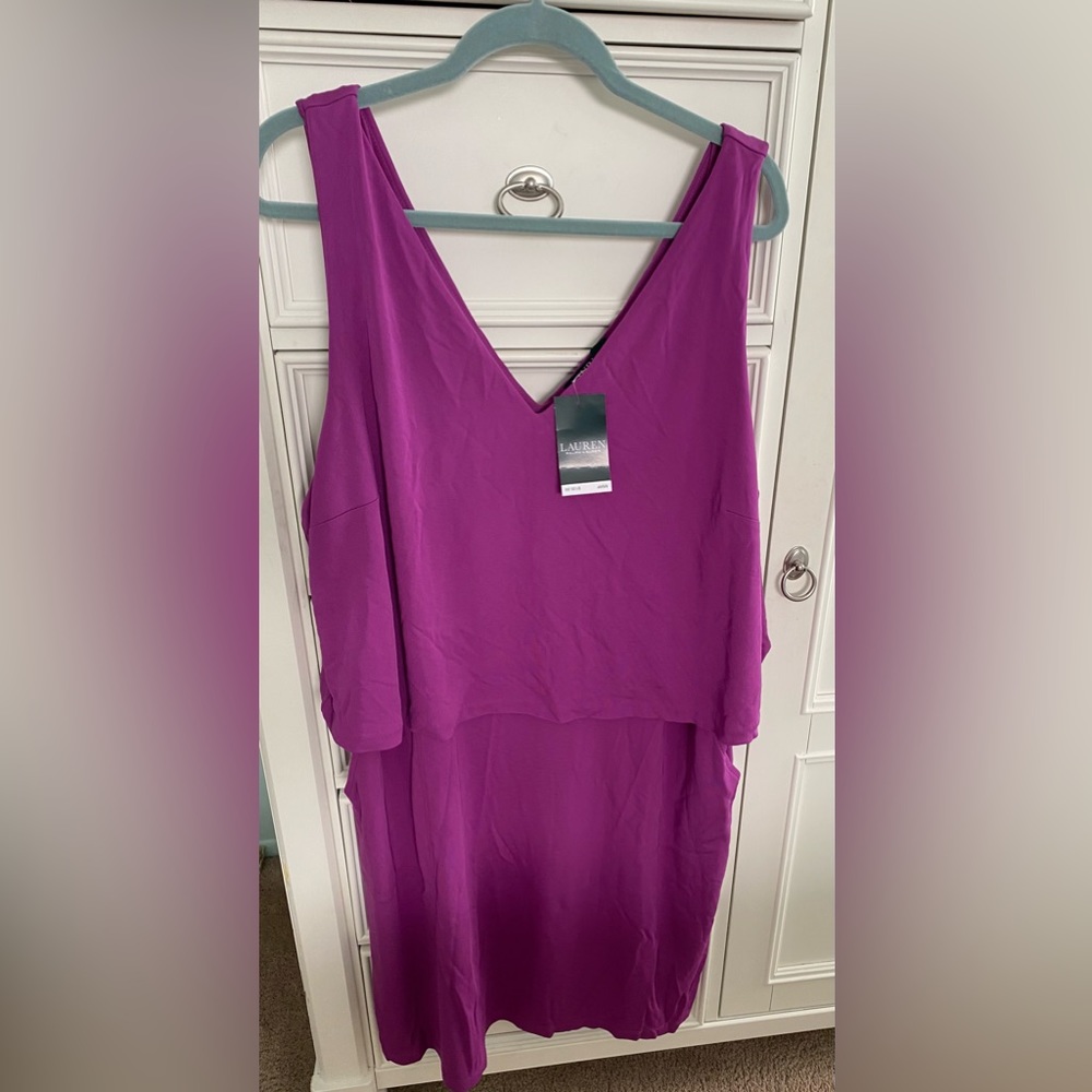 LAUREN RALPH LAUREN Dress NWT Purple Sleeveless Layered w/ Pockets Plus Size 3X - Picture 5 of 16